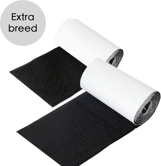 Klittenband - Extra Breed - 1 Meter - 10 cm Breed - Zwart
