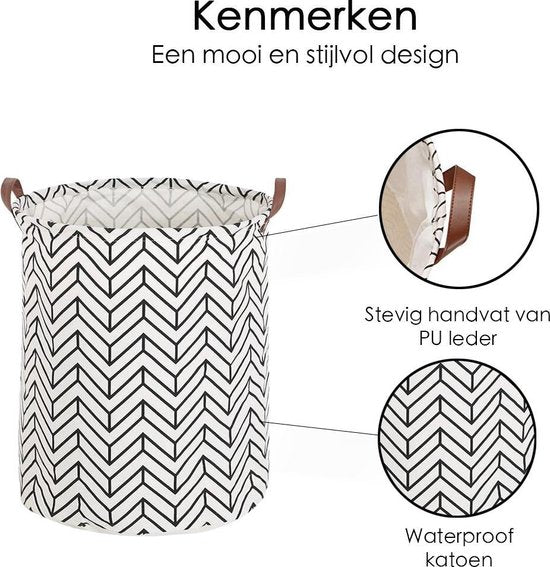 Wasmand Opvouwbaar - Opbergzak - 60L - Waterproof - Zwart-wit - Opvouwbare Wasszak