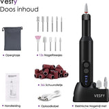 Vesfy Nagelfrees met 12 Nagelvijl Bitjes - Incl. 36 Schuurrolletjes - Pedicureset Professioneel - Nagelvijl Electrisch - Nagellak