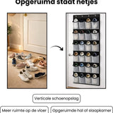 Schoenenkast Hangend - Schoenenzak 24 vakken - Opbergen van Schoenen aan Deur - Schoenenzak Zwart - Wit - Oplossing voor rondslingerende schoenen - Hoogwaardige Schoenenkast