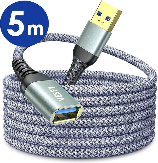 Vesfy USB verlengkabel 3.0 Snelheid tot 5Gbps - meter - USB 3.0 USB 3.0