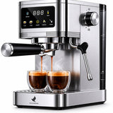 NovaWare® Espressomachine – 20 Bar - Pistonmachine met stoompijpje - Kopjesverwarmer - Coffee Machine - RVS
