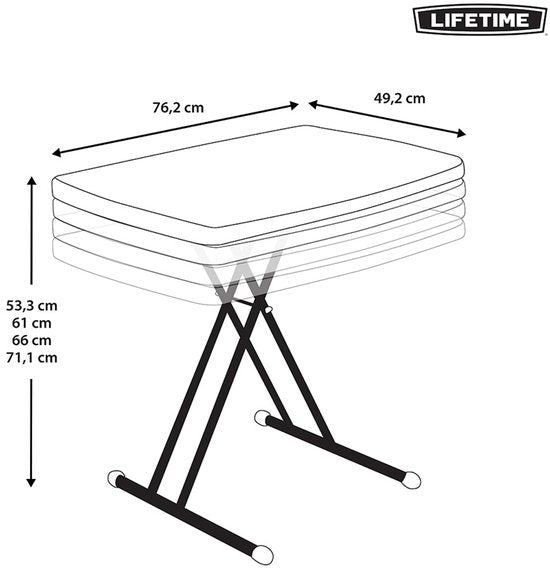 Lifetime® Compacte Campingtafel Bijzettafel Hoogte Verstelbaar - 49x76x53 cm