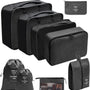 Packing Cubes - Zwart - 9-delige set - Packing Cubes Compression - Optimale Koffer Indeling
