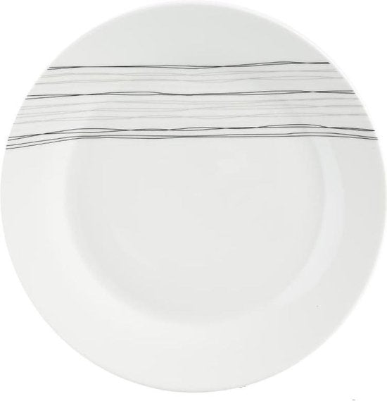 4goodz porseleinen servies 6 persoons - Wit/Zwarte strepen