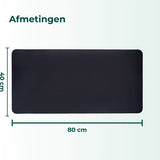 AKSA Home® Muismat XXL - Bureaumat met Anti-Slip - Bureau Onderlegger voor Kantoor - 40 x 80 cm - Zwart
