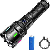 NovaWare® Zaklamp LED Oplaadbaar - Militaire Zaklamp op Batterijen - Powerbank Functie - Noodverlichting - 5 Standen - 5000mAh Batterij - 2500 Lumen - Noodpakket - Zwart