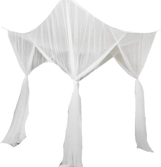 Klamboe voor 2 personen - 210 x 200 x 200 cm - Wit - Muskietennet - 6 Ophanglussen en 4 Openingen - Rechthoekig 2 Persoons Klamboe - Box Muggennet