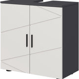Wastafelonderkast met Uitsparing - 60 cm hoog - Wit met grijs