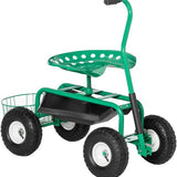 Tuinwagen met zitting, opbergmand voor tuingereedschap, verstelbare zithoogte 46-59 cm - tot 150 kg