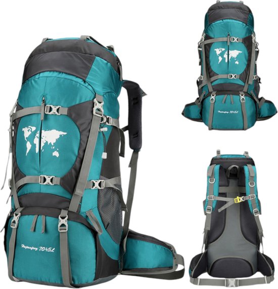 Backpack - Blauw - 79 x 33 x 23 cm - Backpack Organizer - Met Waterzak - Backpack 75 Liter - Backpack Heren - Backpack Vrouwen - Back Pack Heren - Back Pack Vrouwen - Flightbag