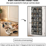 Schoenenkast Hangend - Schoenenzak 24 vakken - Opbergen van Schoenen aan Deur - Schoenenzak Grijs - Oplossing voor rondslingerende schoenen - Hoogwaardige Schoenenkast