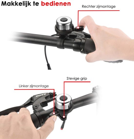 Fietsbel Universeel - 23 mm - Voor Stadsfiets, Mountainbike & Kinderfiets - Hard Geluid - Eenvoudige Montage