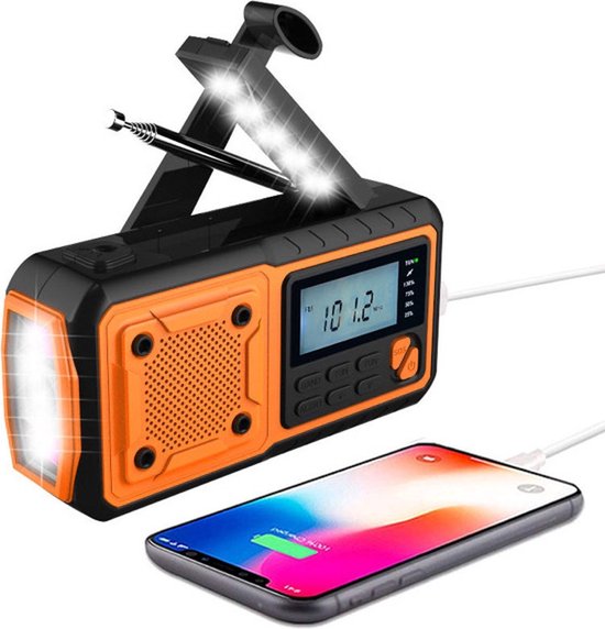 Draagbare NoodRadio Solar Opwindbaar - Powerbank Zonneenergie met - Noodpakket - Draagbare Radio