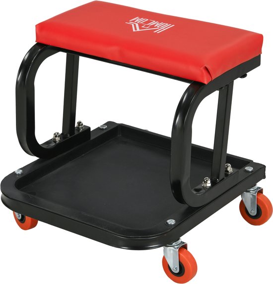 Werkplaatskruk - Robuust & Comfortabel - 38x35x37cm - Rood/Zwart