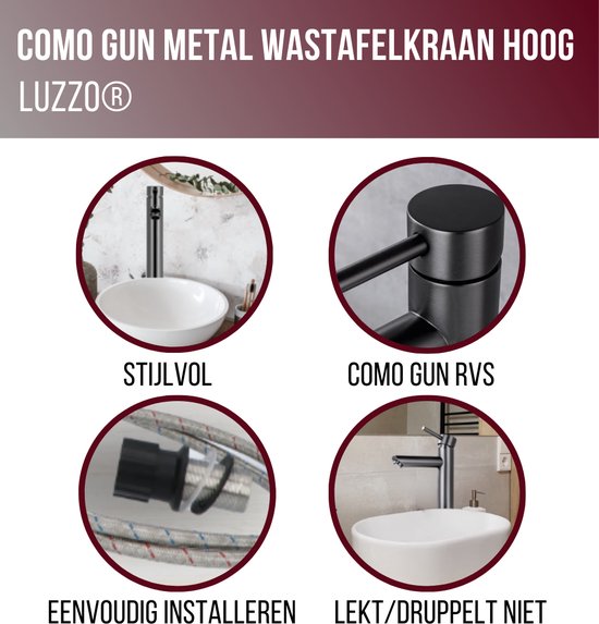 Luzzo® Como - RVS Wastafelkraan Hoog