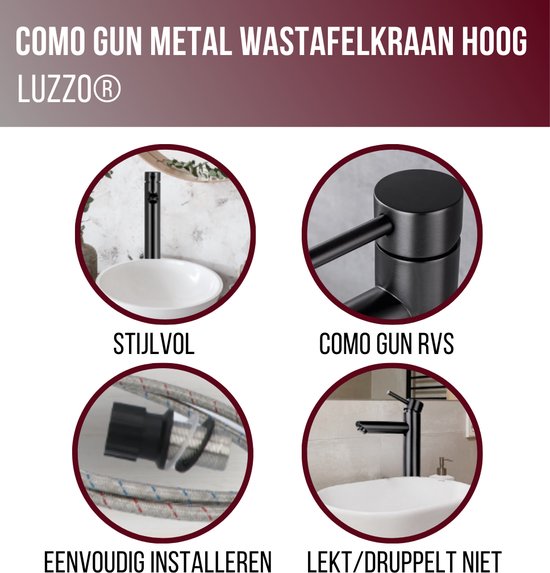 Luzzo® Como - RVS Wastafelkraan Hoog