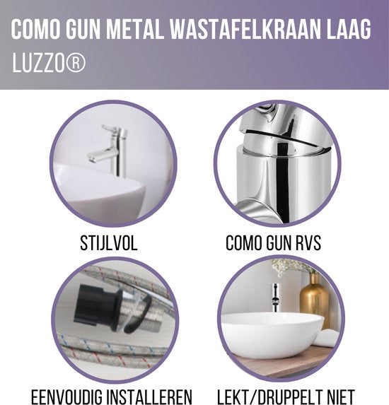 Luzzo® Como - RVS Wastafelkraan Laag