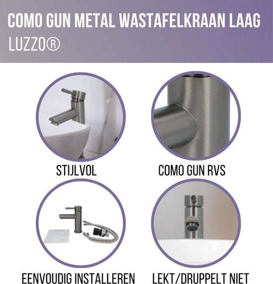 Luzzo® Como - RVS Wastafelkraan Laag
