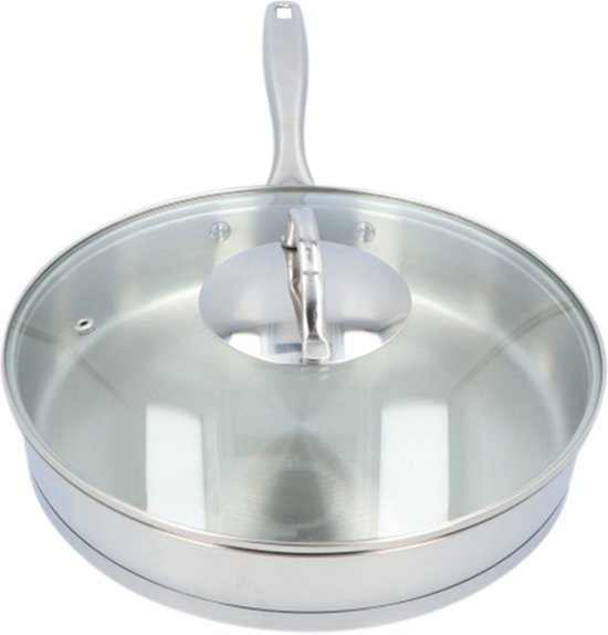4goodz Dubbelwandige RVS Hapjespan met deksel - Zilver