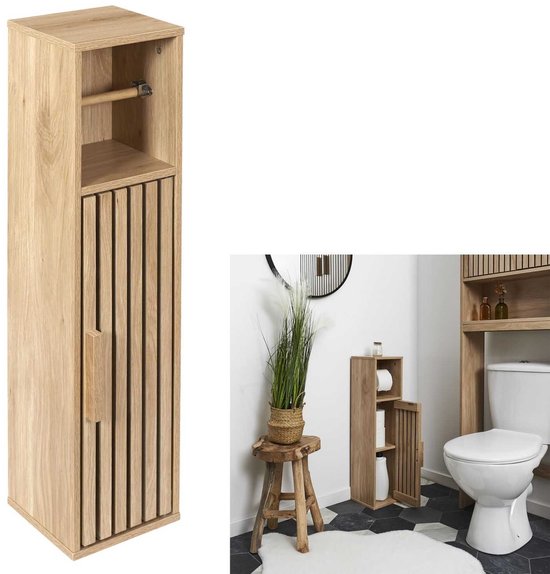 Toiletrolhouder met Reserverolhouder Klaus wc kastje staand Hout