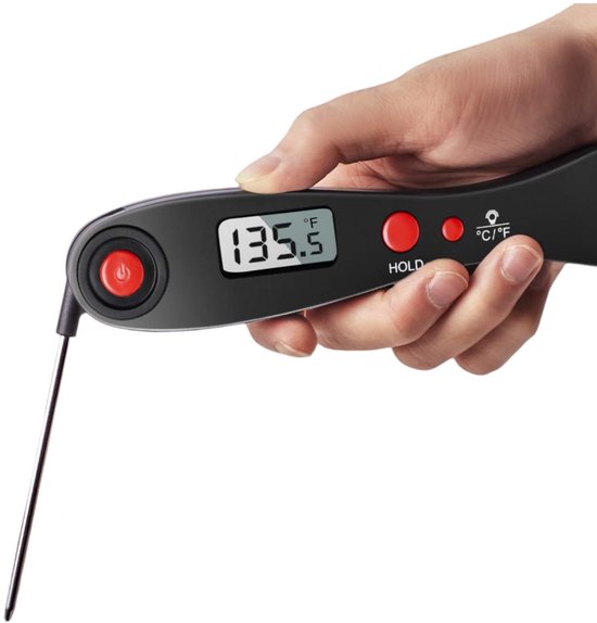 Vleesthermometer Digitaal Keuken - Zwart - BBQ Thermometer - Kookthermometer - Kernthermometer - Ideaal voor Bakken, Braden, BBQ & Chocolade
