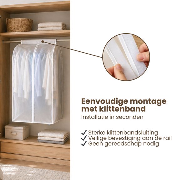 Kledinghoes XXL - Wit - 90 cm x 50 cm x 60 cm - Kledinghoezen - Kleding Beschermhoes - Kledingtas