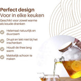 GREENKY® Glazen theepot met filter en bamboe deksel- Theekan - Duurzaam - Filter - Theehouder - Theeglas - Fruitkan - Schenkkan - Teapot - 1,6Liter - 1600ml