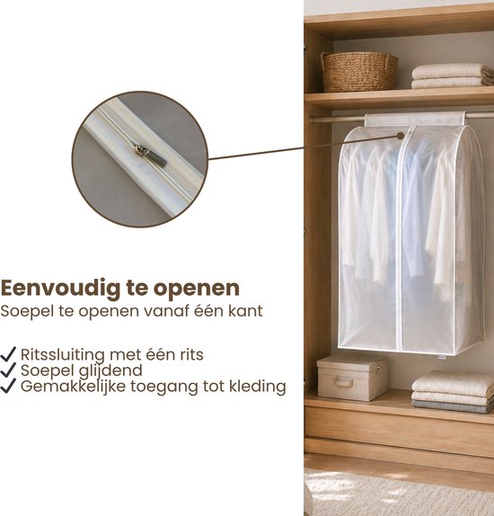 Kledinghoes XXL - Wit - 90 cm x 50 cm x 60 cm - Kledinghoezen - Kleding Beschermhoes - Kledingtas