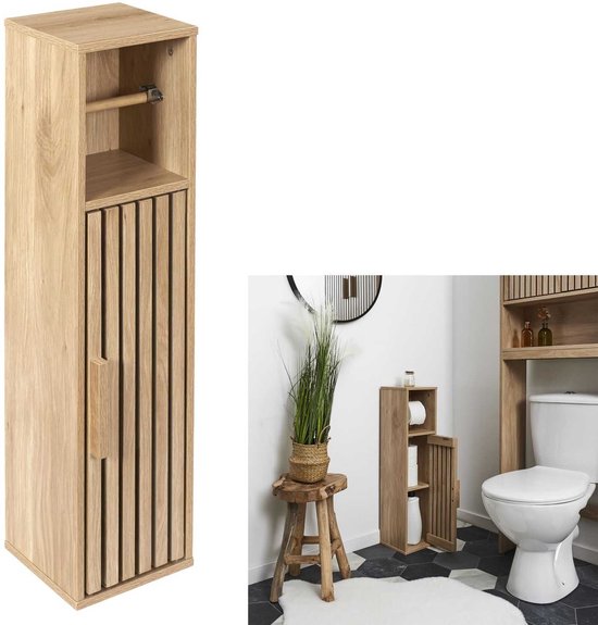 Toiletrolhouder/Reserverolhouder Klaus staand hout - Bruin