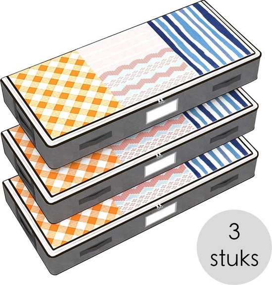 Bed Organizer - 3 stuks - Ruime Opbergzakken voor Kleding en Dekbedden - Grijs - Opbergtassen voor onder je Bed