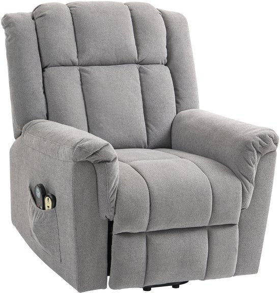 Massagestoel met Verwarmingsfunctie met Voetsteun - Zijvak - Stoffen bekleding - Grijs