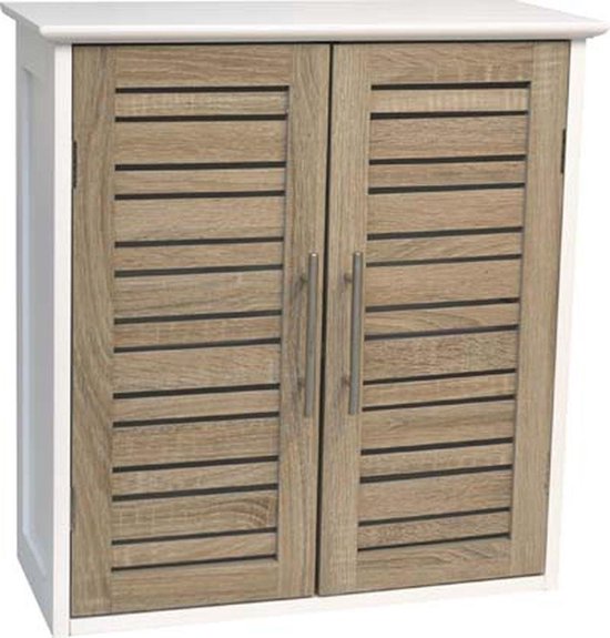 4goodz Wandkast Badkamer MDF Stockholm 52x22x55cm - wit/bruin