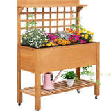 Verhoogde Plantenbak Hout op Wielen met klimrek - 45x105x135 cm