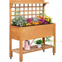 Verhoogde Plantenbak Hout op Wielen met klimrek - 45x105x135 cm