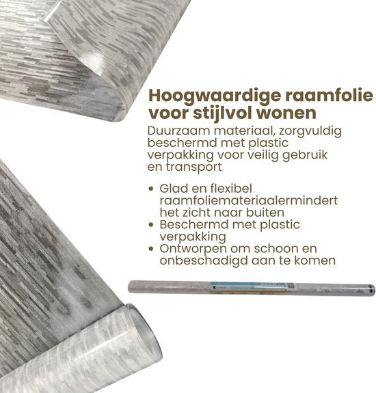 Raamfolie 60x200 cm – Zelfklevend & Statisch Hechtend – Privacy Folie voor Ramen – Zonwerende & Decoratieve Raamfolie – Eenvoudig Aan te Brengen – Waterdicht en Herbruikbaar