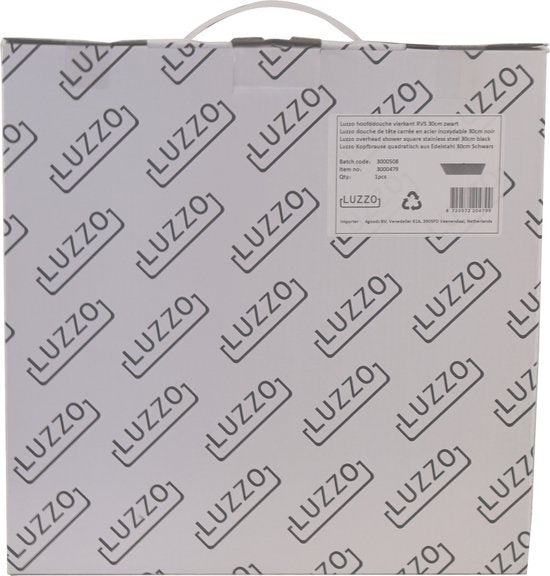 Luzzo Universele Platte RVS Hoofddouche Zwart Vierkant 30 cm
