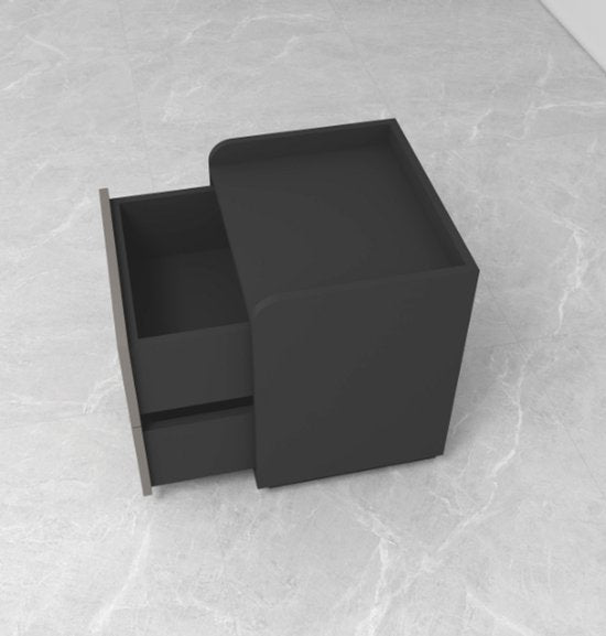 Modern nachtkastje met lade – Luxe nachtkast zwart-grijs – Nachtkastje 53 cm – Stijlvolle nachttafel voor slaapkamer