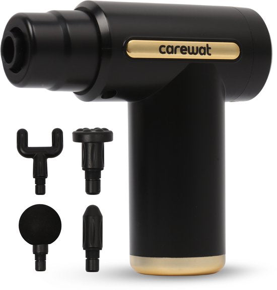Carewat Massage Gun – Spiermassage Apparaat met 4 Opzetstukken – Draadloos – Stil – Oplaadbaar via USB-C – Spierontspanner voor Nek, Rug en Benen