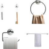 Badkamer Accessoire Set - Chroom – 4-delig – Handdoekstang, WC Rolhouder, Handdoekring & Haak – RVS – Wandbevestiging – Modern Design