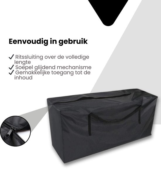 Tuinkussentas - Zwart - 122 x 39 x 55 cm - Tuinkussenhoes - Opbergtas voor Tuinmeubelkussens - Tuinstoelkussentas - Tuinsetkussen Opbergtas - Opberghoes Tuinkussens