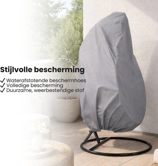 Beschermhoes Hangstoel Egg - Grijs - 190 x 115 cm - Waterproof - Universeel model - Hoes van Egg Chair - Waterdichte Beschermer voor Egg Stoel met Standaard