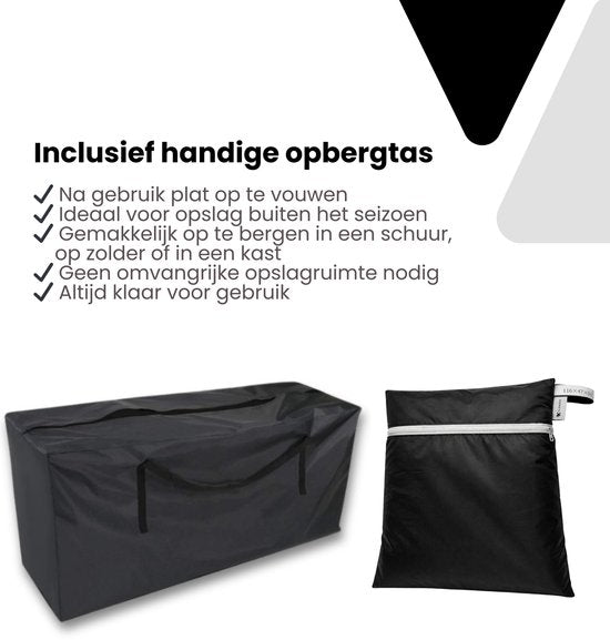 Tuinkussentas - Zwart - 116 x 47 x 52 cm - Opbergtas voor Tuinmeubelkussens - Tuinstoelkussentas - Tuinsetkussen Opbergtas