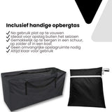 Tuinkussentas - Zwart - 122 x 39 x 55 cm - Tuinkussenhoes - Opbergtas voor Tuinmeubelkussens - Tuinstoelkussentas - Tuinsetkussen Opbergtas - Opberghoes Tuinkussens