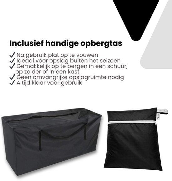 Tuinkussentas - Zwart - 122 x 39 x 55 cm - Tuinkussenhoes - Opbergtas voor Tuinmeubelkussens - Tuinstoelkussentas - Tuinsetkussen Opbergtas - Opberghoes Tuinkussens