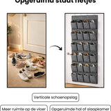 Schoenenkast Hangend - Schoenenzak 24 vakken - Opbergen van Schoenen aan Deur - Schoenenzak licht grijs - Oplossing voor rondslingerende schoenen - Hoogwaardige Schoenenkast