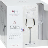 Alvito Champagneglazen set van 6 stuks - inhoud 21 cl - met Zilveren Rand
