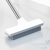 Schrobber 2 in 1 - Wit-Grijs - Douchetrekker - Schrobbezem - Trekker douche - Luiwagen - Trekker - Schuurborstel - Schrobborstel Met telescopische steel