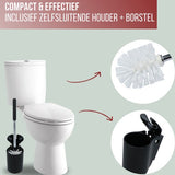 4bathroomz® Dichte Toiletborstel met Wandhouder - Automatische Zwarte Wc borstel