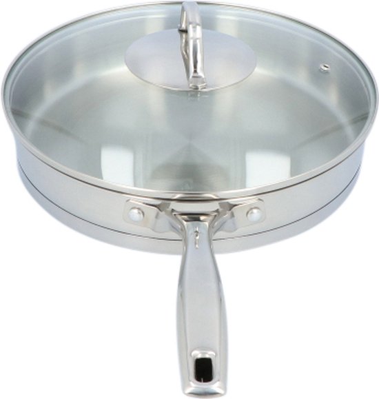 4goodz Dubbelwandige RVS Hapjespan met deksel - Zilver